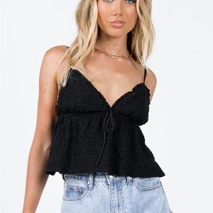 Spaghetti Strap Crinkle Crop Top
BLACK
